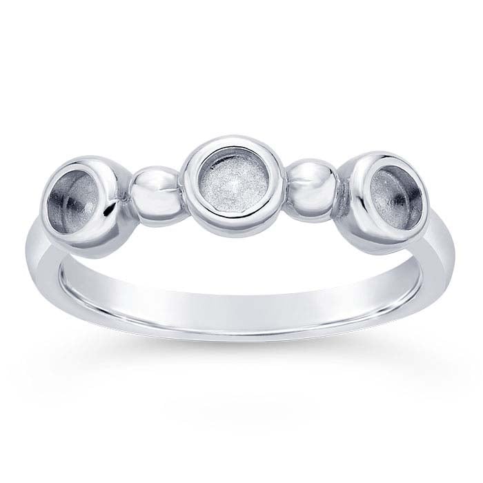 Sterling Silver Three-Stone Cabochon Ring Mounting