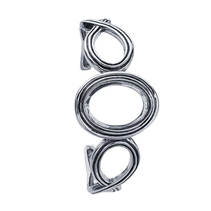 Sterling Silver 25 x Oval Cuff Bracelet Mounting