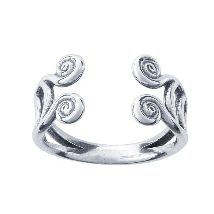 Sterling Silver Scroll Accent Split Ring Shank