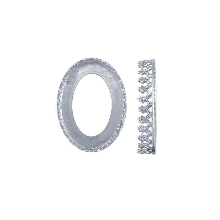 Sterling Silver Oval Gallery Wire Bezel Cup Setting