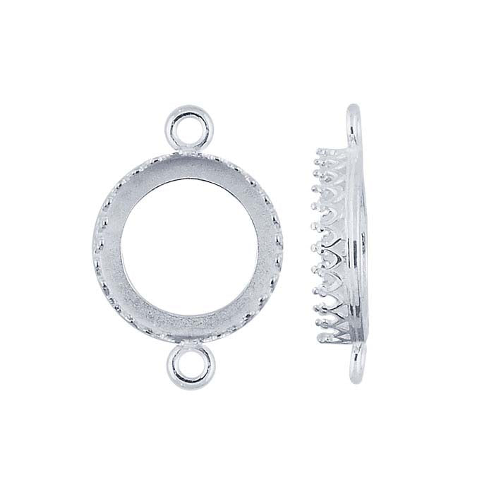 Sterling Silver Round Gallery Wire Cabochon Link Component Mounting
