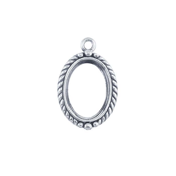 Sterling Silver 14 x Oval Rope-Edge Cabochon Component Mounting