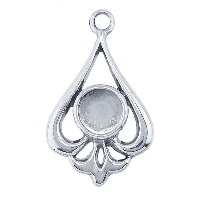Sterling Silver Round Teardrop Cabochon Component Mounting