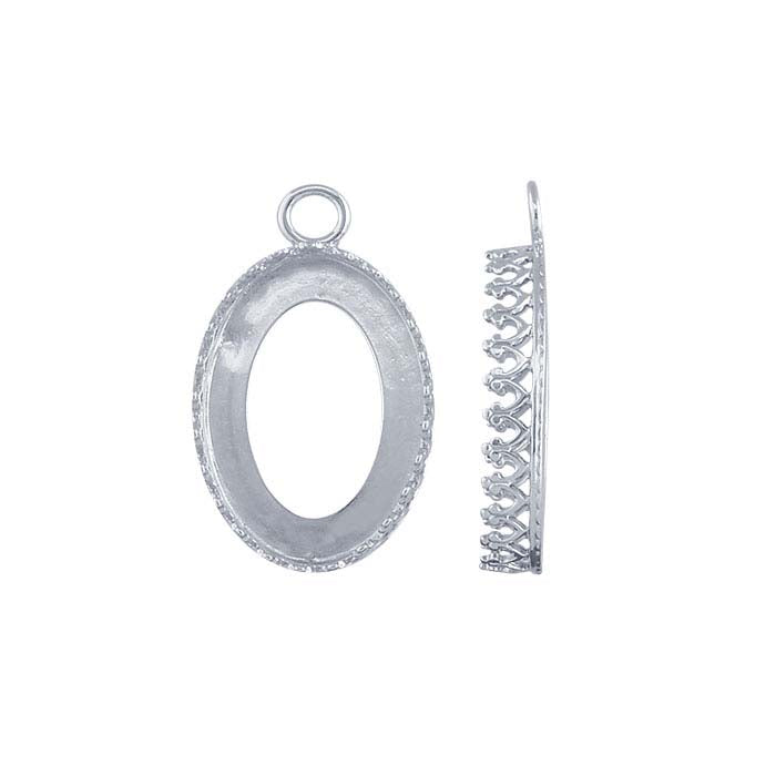 Sterling Silver Oval Gallery Wire Cabochon Component Mounting