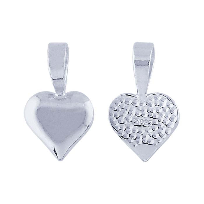 Sterling Silver Heart Glue-On Pendant Bail