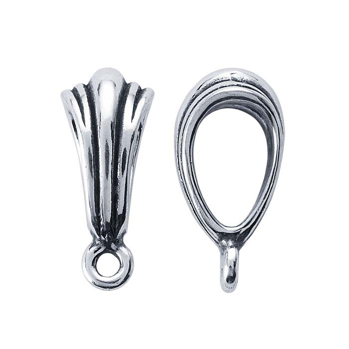 Sterling Silver Fluted Pendant Bail with Ring