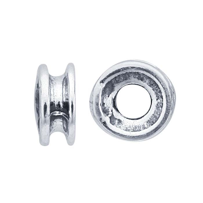 Sterling Silver 4 x Grooved Bead