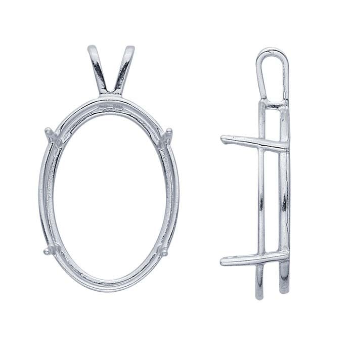 Sterling Silver 25 x Oval ReadySet™ Basket Pendant Mounting, 4-Prong