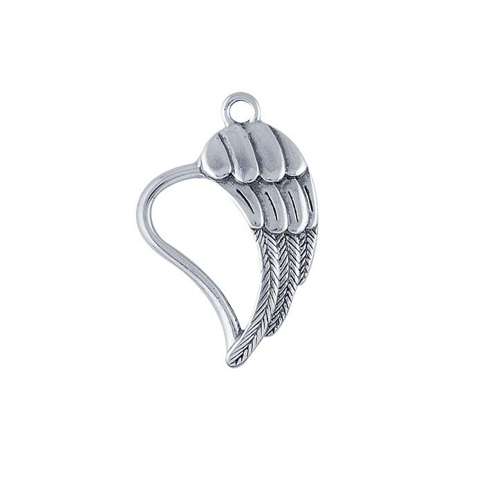 Sterling Silver Angel Wing Heart Charm