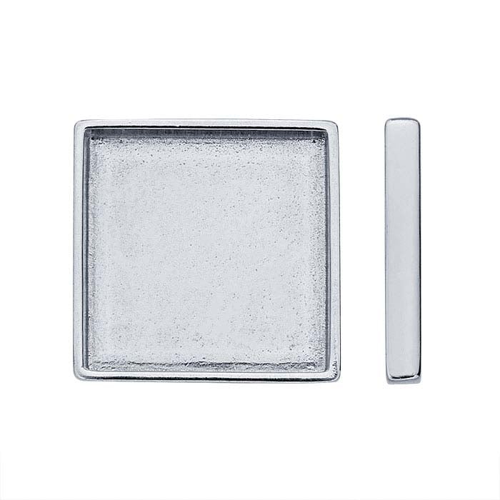 Sterling Silver Square Bezel Cup Setting