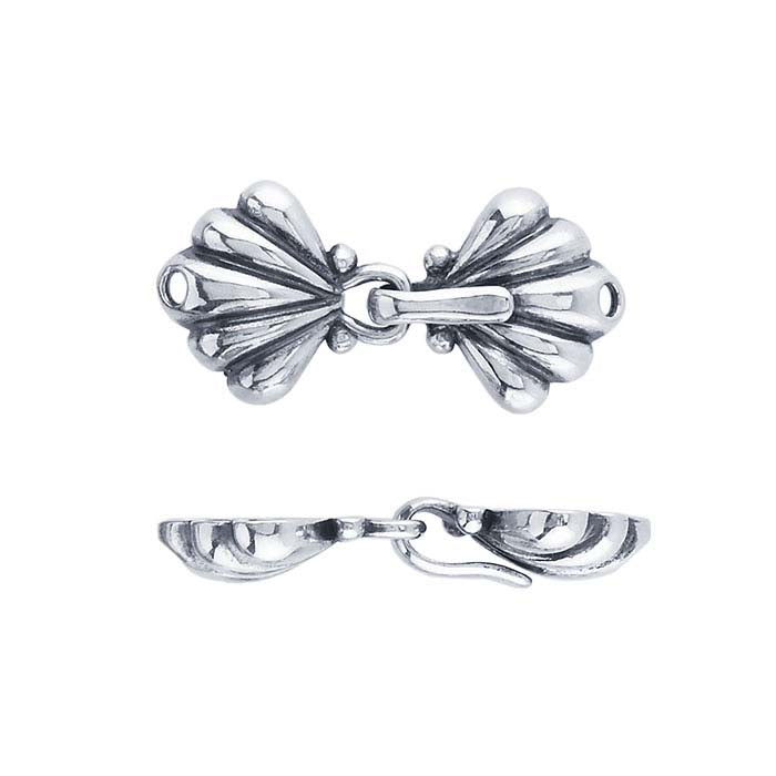 Sterling Silver Fluted Hook & Eye Clasp