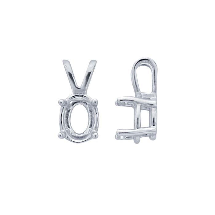 Sterling Silver 9 x Oval ReadySet™ Basket Pendant Mounting, 4-Prong