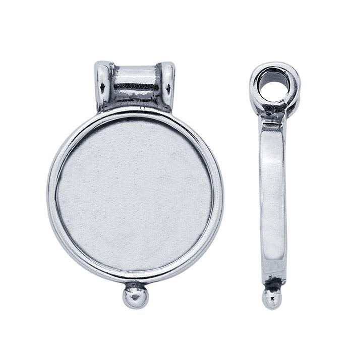 Sterling Silver Round Cabochon Pendant Slide Mounting