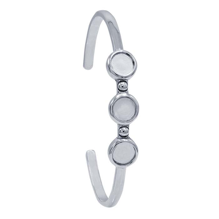 Sterling Silver Round Cuff Bracelet Mounting