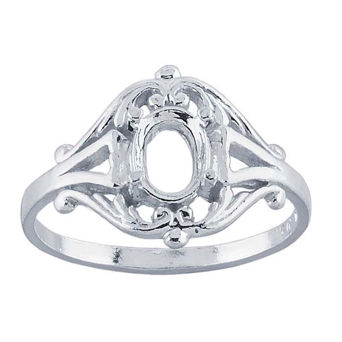 Sterling Silver 6 x Oval Ring Mounting
