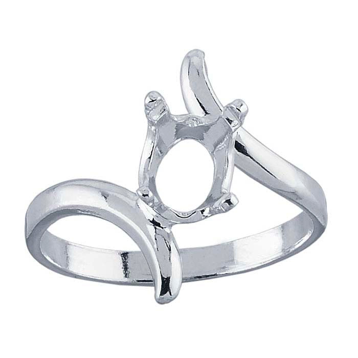 Sterling Silver 8 x 6mm Oval Pre-Notched Ring Mounting