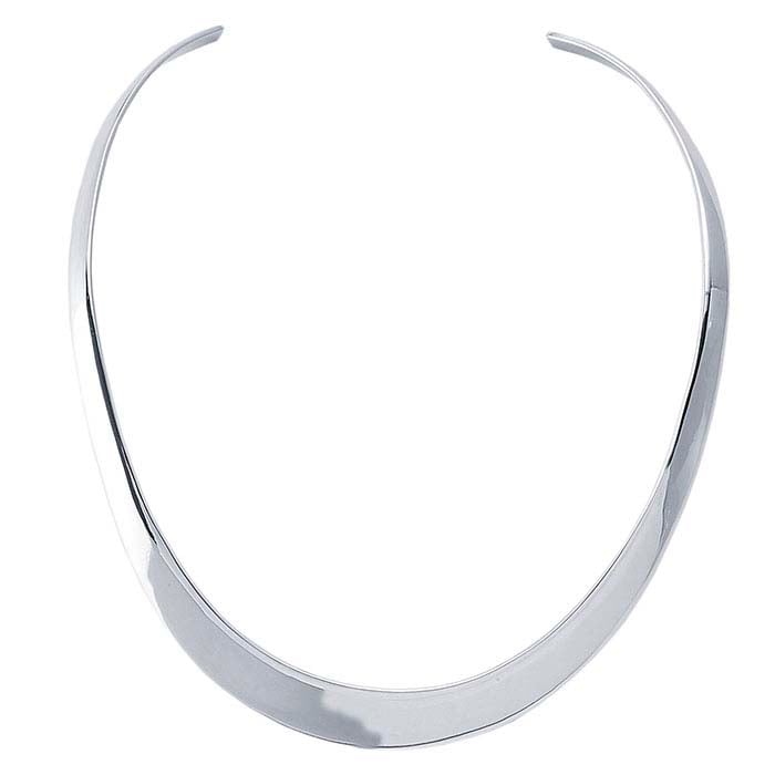 Sterling Silver Flat Tapered Neck Ring
