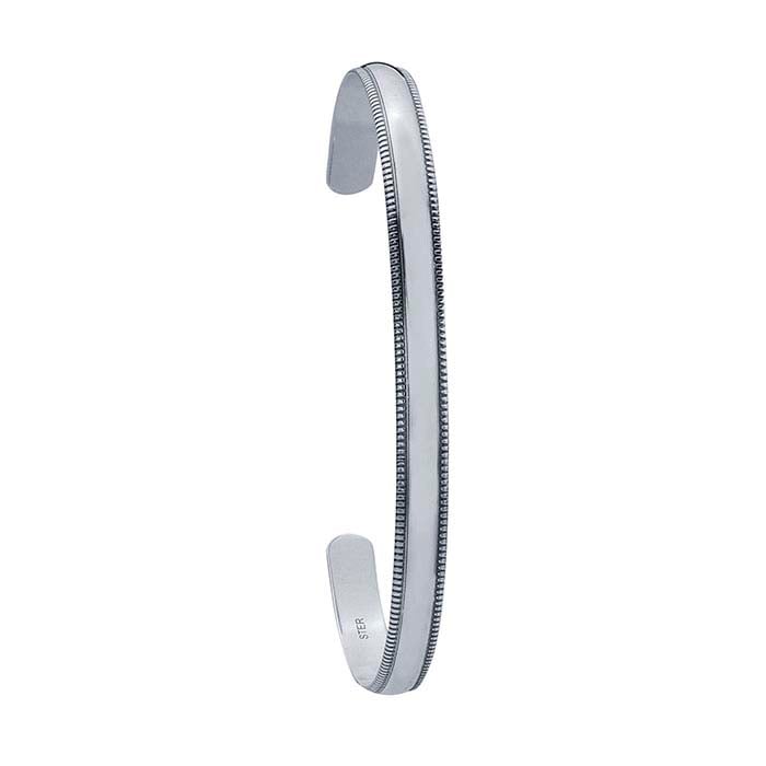 Sterling Silver Millgrain Edge Cuff Bracelet