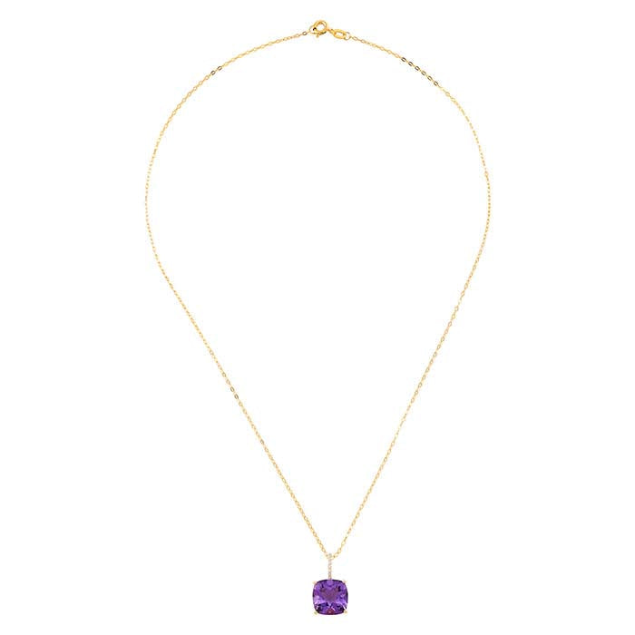14K Yellow Gold Amethyst- & Diamond-Set Necklace