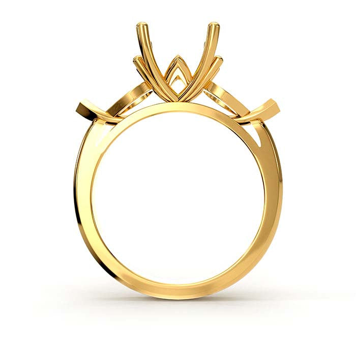 14K Yellow Gold Round & Pear Stone Ring Mounting
