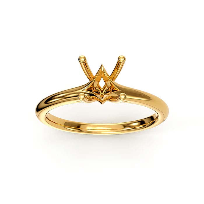 14K Yellow Gold 6.5mm Round Solitaire Stone Ring Mounting