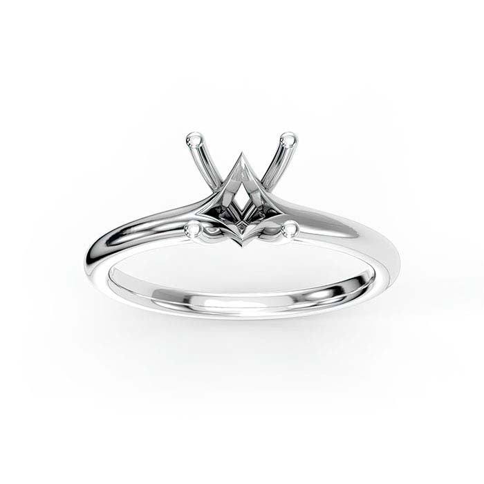 18K White Gold 6.5mm Round Solitaire Stone Ring Mounting