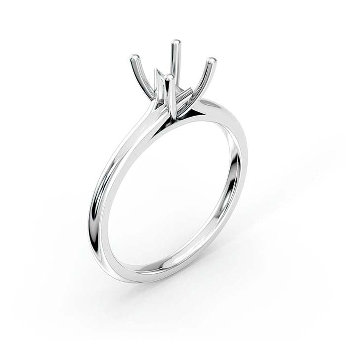 18K White Gold 6.5mm Round Solitaire Stone Ring Mounting