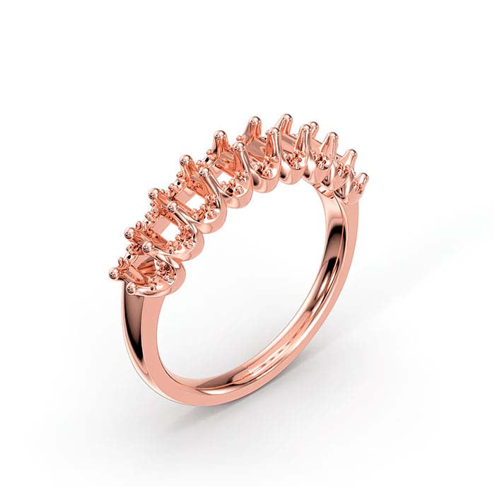 14K Rose Gold 4 x 2.5mm Oval Nine Stone Ring Mounting