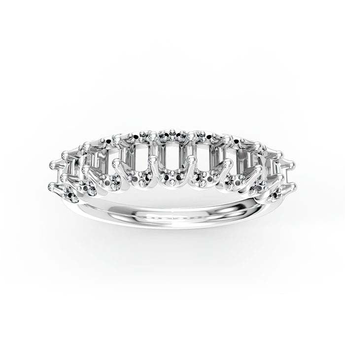 14K White Gold 4 x 2.5mm Oval Nine Stone Ring Mounting