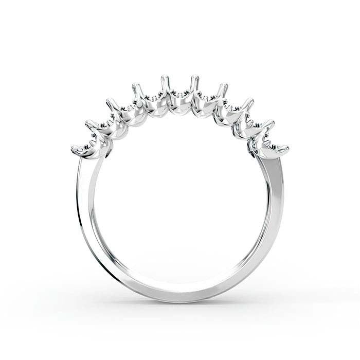 18K White Gold 4 x 2.5mm Oval Nine Stone Ring Mounting