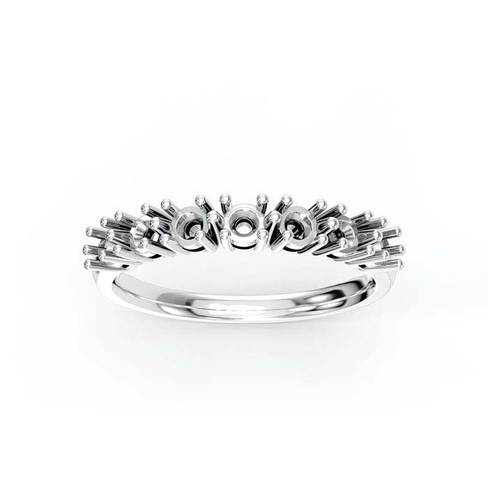 14K Weißgold 2,5 mm Rund Sieben-Stein-Ringfassung