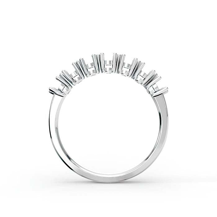 18K Weißgold 2,5mm Rund Sieben-Stein Ringfassung