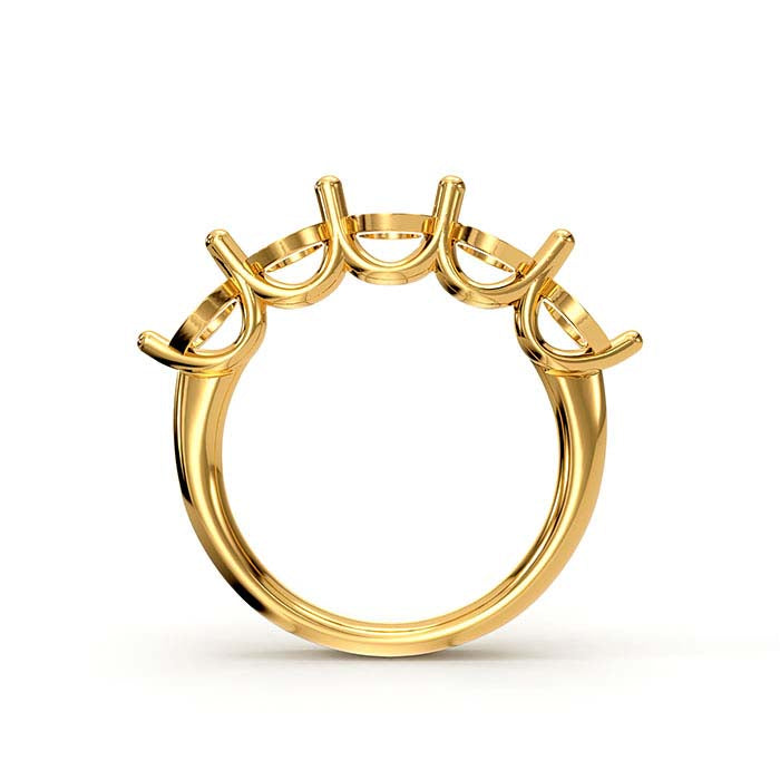 18K Yellow Gold 5mm Round Five Stone Ring Mounting