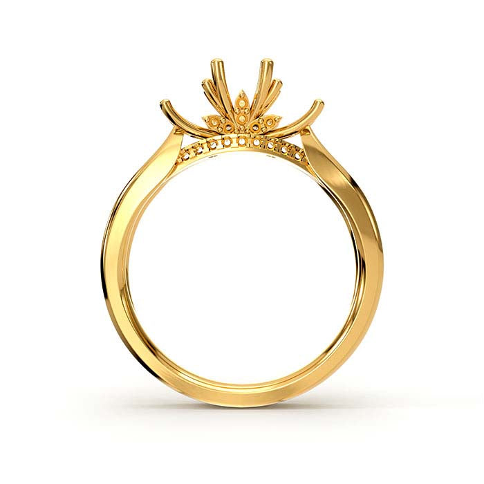 18K Yellow Gold Round Multi Stone Ring Mounting