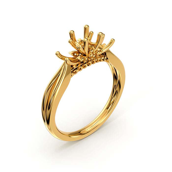 18K Yellow Gold Round Multi Stone Ring Mounting
