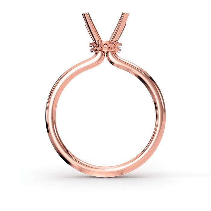 14K Rose Gold 6.5mm Round Halo Stone Ring Mounting