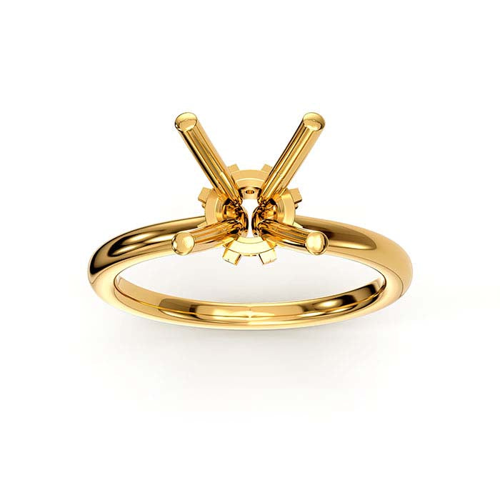 14K Yellow Gold 6.5mm Round Halo Stone Ring Mounting