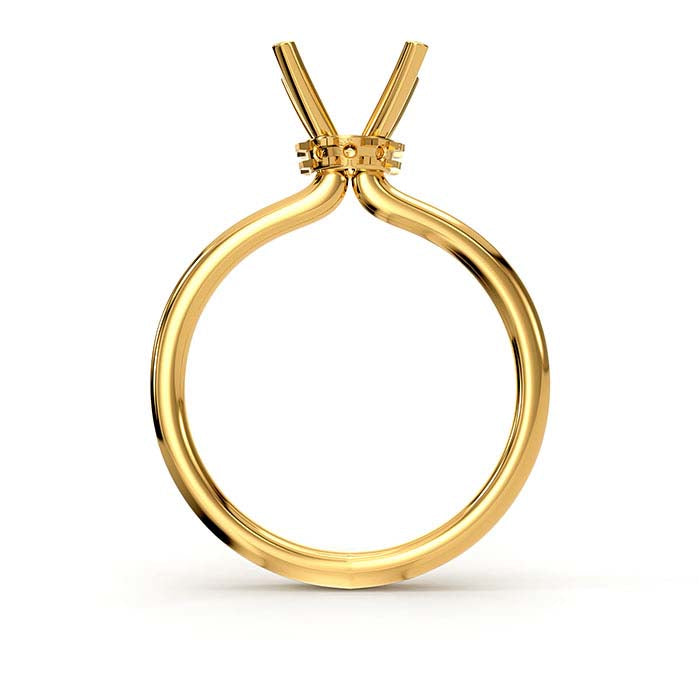 18K Yellow Gold 6.5mm Round Halo Stone Ring Mounting