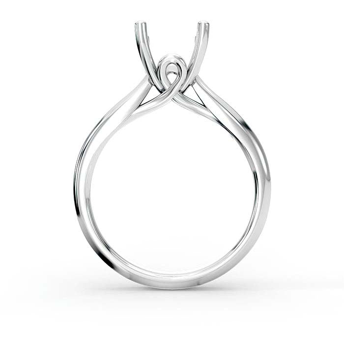 14K White Gold 8mm Round Solitaire Stone Ring Mounting