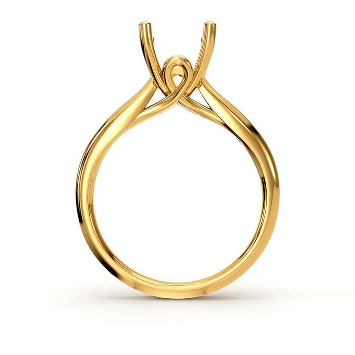 14K Yellow Gold 8mm Round Solitaire Stone Ring Mounting
