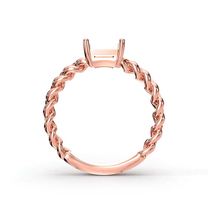 14K Rose Gold 7 x 5mm Emerald-Cut Stone Ring Mounting