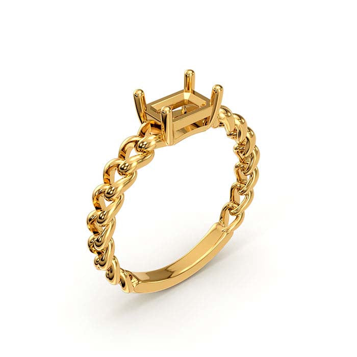 14K Gelbgold 7 x 5mm Smaragdschliff-Stein Ringfassung