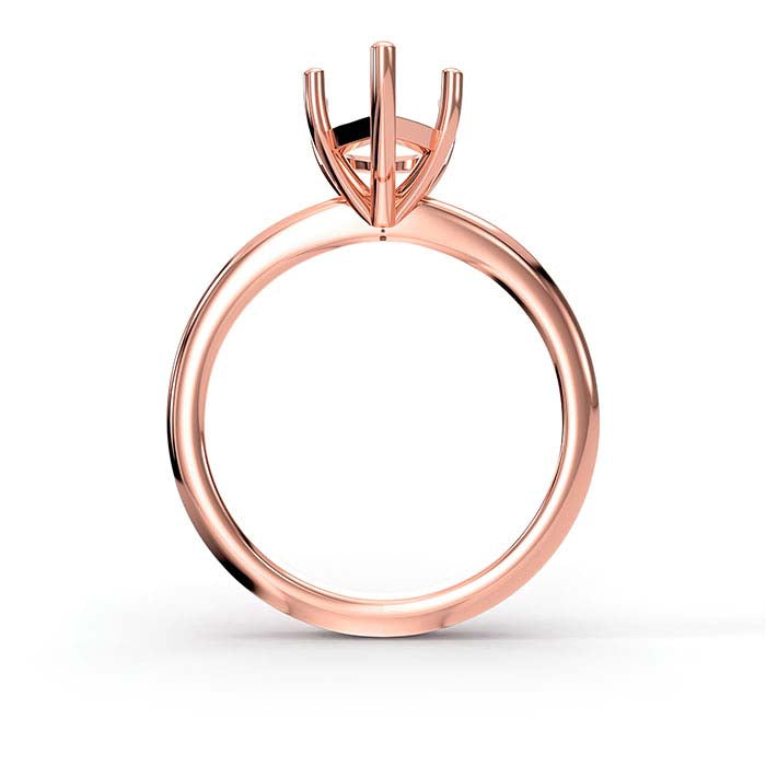 14K Rose Gold 12 x 7.5mm Pear Solitaire Stone Ring Mounting