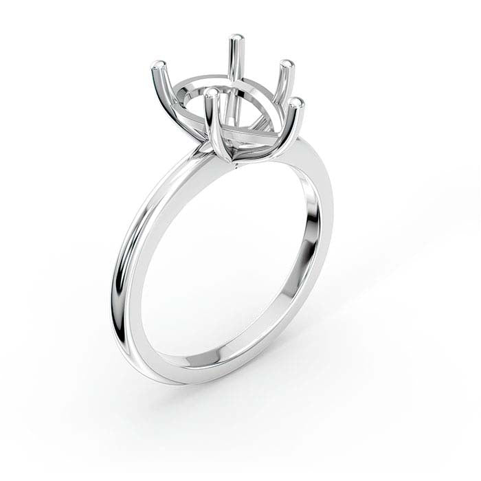 14K White Gold 12 x 7.5mm Pear Solitaire Stone Ring Mounting