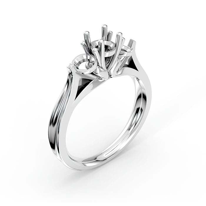 14K Białe Złoto Okrągłe i Owalne Oprawy Pierścionków na Kamień