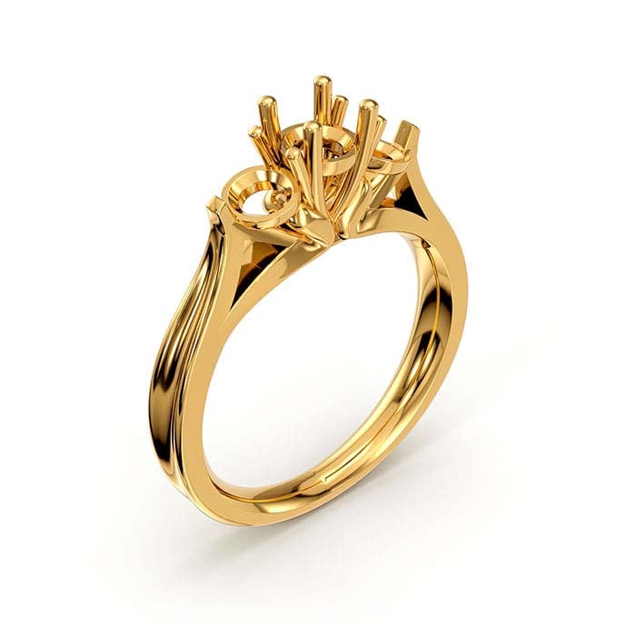 Ringfassung aus 14 Karat Gelbgold mit runden und ovalen Steinen