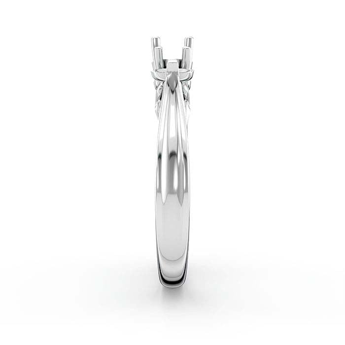 خاتم تركيب حجر دائري وبيضاوي من الذهب الأبيض عيار 18 قيراط