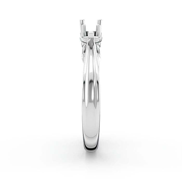 18K Balto Aukso Apvalios ir Ovalios Formos Akmens Žiedo Bazė