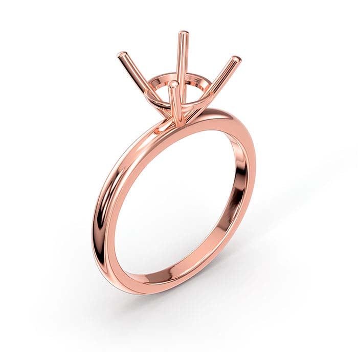 18K Rose Gold 6.5mm Round Basket Solitaire Stone Ring Mounting