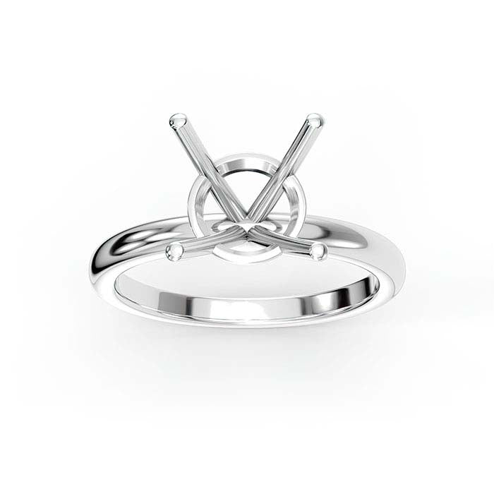 18K Vitt Guld 6,5 mm Rund Korg Solitär Stenring Infattning